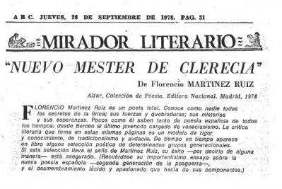 Nuevo Mester de Clerecia de Florencio Martínez Ruiz