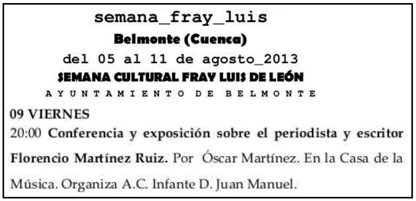 Homenaje de Belmonte y la Asociación Infante don Juan Manuel a Florencio Martínez Ruiz