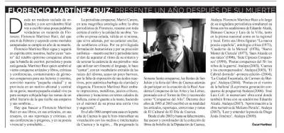 Recuerdo a Florencio Martínez Ruiz en "Las Noticias de Cuenca"